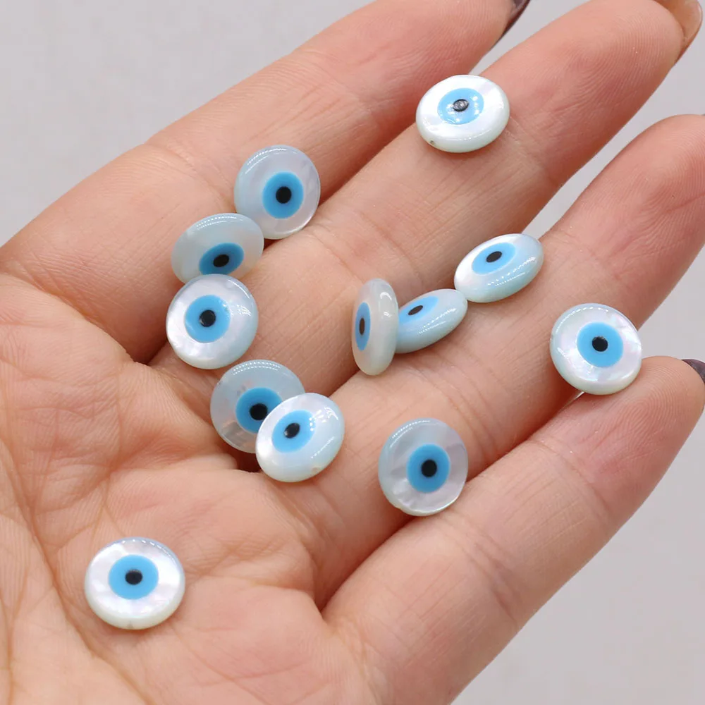

5pcs Natural Mother of Pearl Shell Evil Eye Shell Beads Used for DIY Jewelry Making Necklace Bracelet Earring Accessories 4-12mm