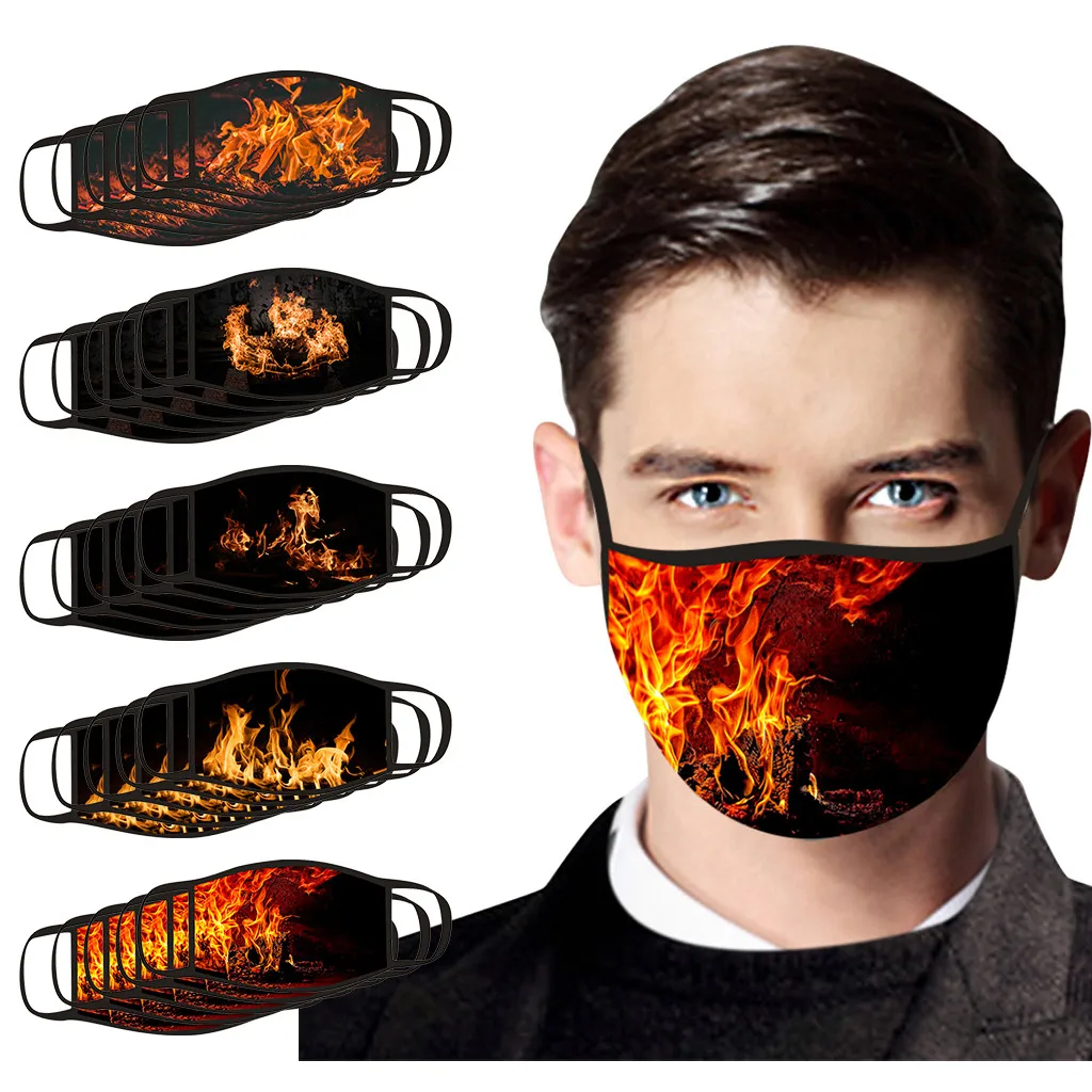 5 шт для взрослых огонь с печатным рисунком маска лица на открытом воздухе PM2.5