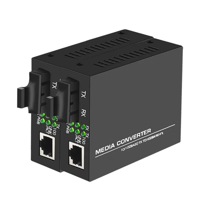 1pc Media Converter 100MB Fiber Optic Converter Transceiver Single-mode Double-fiber Transceiver Photolectric Transducer 25km