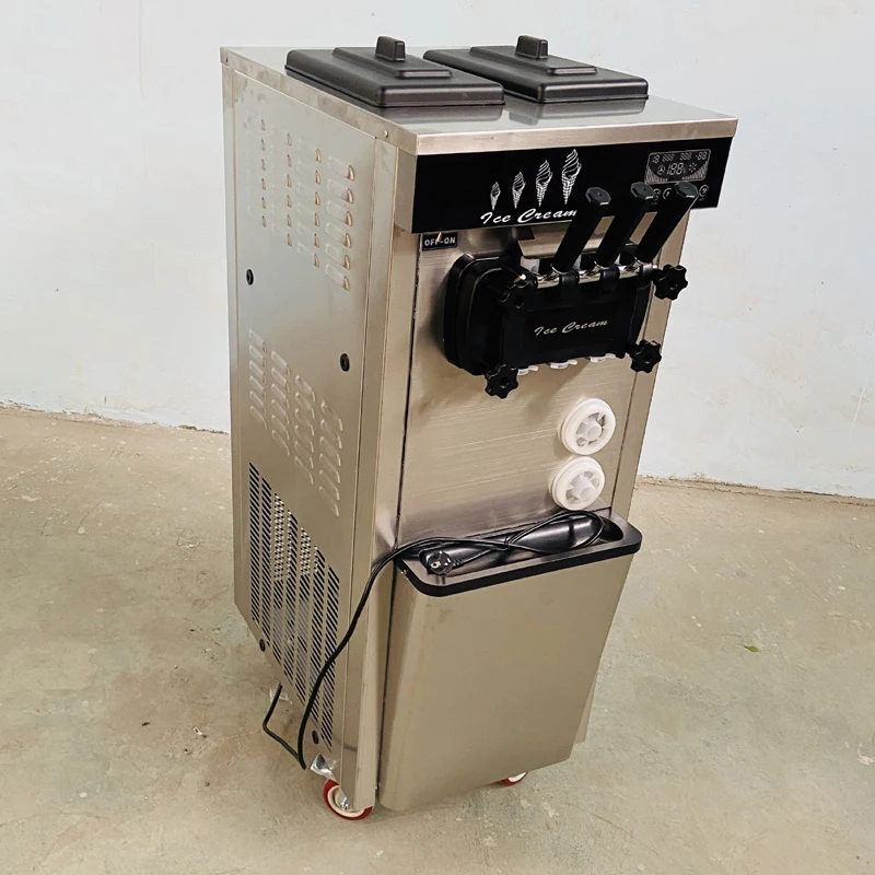 

Low Cost Sale Soft Ice Cream Machine Commercial Stainless Steel 110V 220v 3 Flavor Soft Ice Cream Machine Vertical