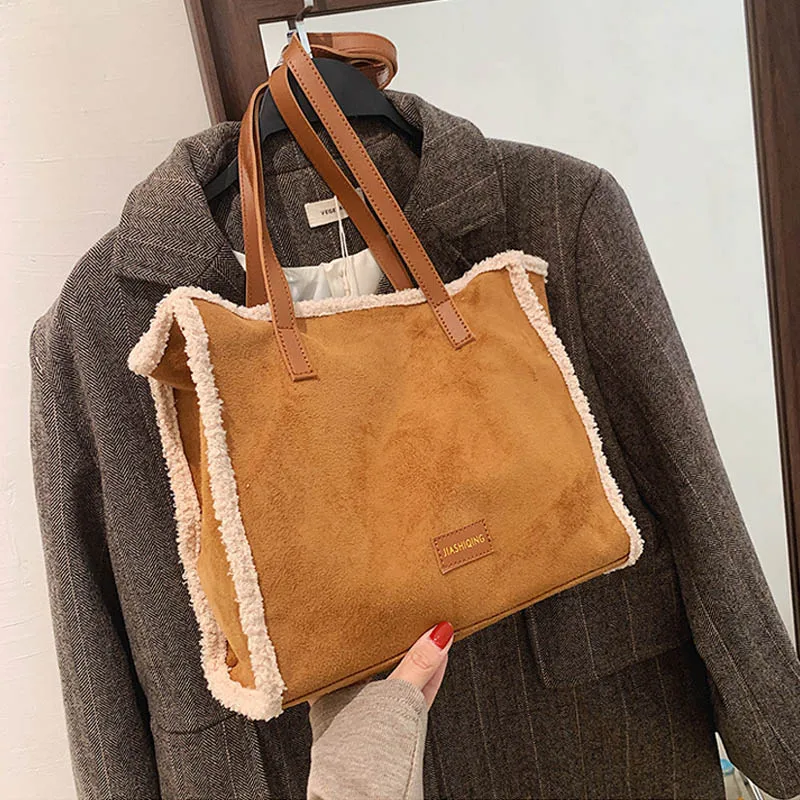 

Women Totes Bag Large Capacity Shopper Bag Girl Daily Use High Quality Nubuck Leather Shoulder Bags For Women 2021 Handbag