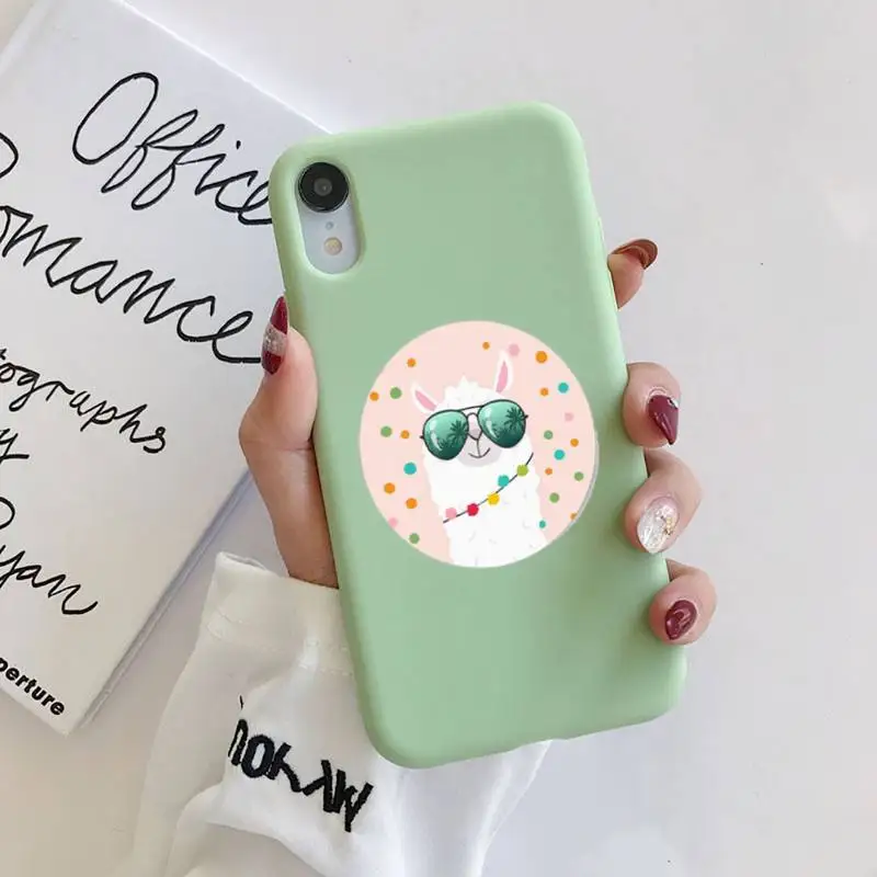 

Kawaii Cute Llama Alpaca Phone Case Liquid for iPhone 11 Pro Max XR XS X Soft Candy Cover for iPhone 6 6S 7 8 Plus Cases
