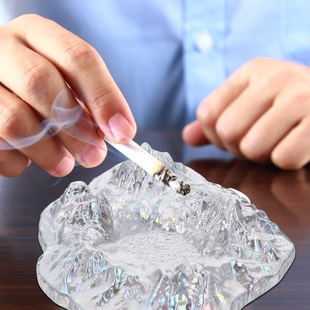

Innovative Glass Ashtray Mountain Shaped Ashtray Decor Office Home Ashtray