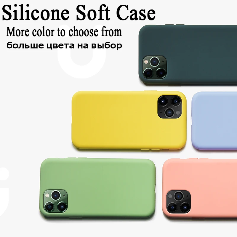 

For iPhone Case Luxury Original Liquid Silicone Soft Cover For iPhone 11 12 Pro X XR XS Max Shockproof Phone Case