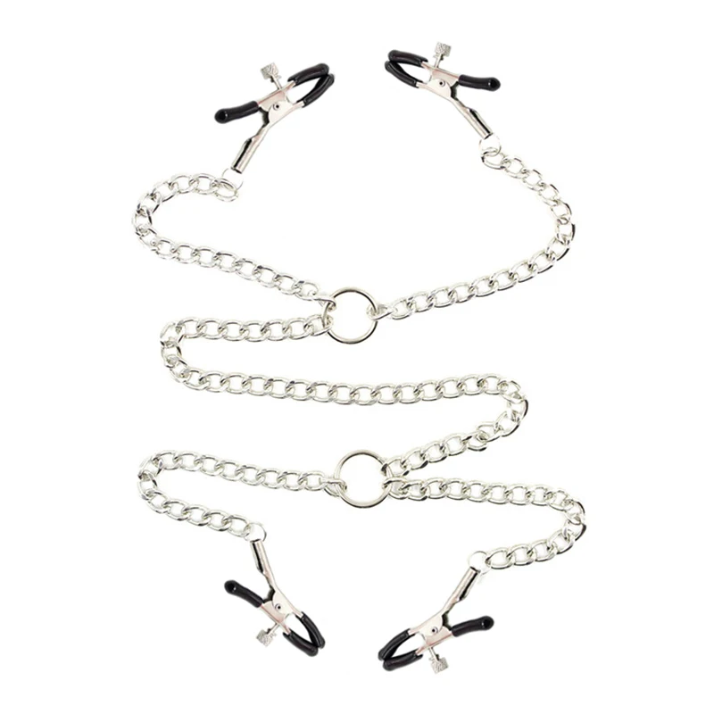 Four-Headed 4 Below Passion Clamp Chain Bondage Adult Toy Body Nipple Labia Clitoris Clip Metal Breast Adjustable Game | Красота и