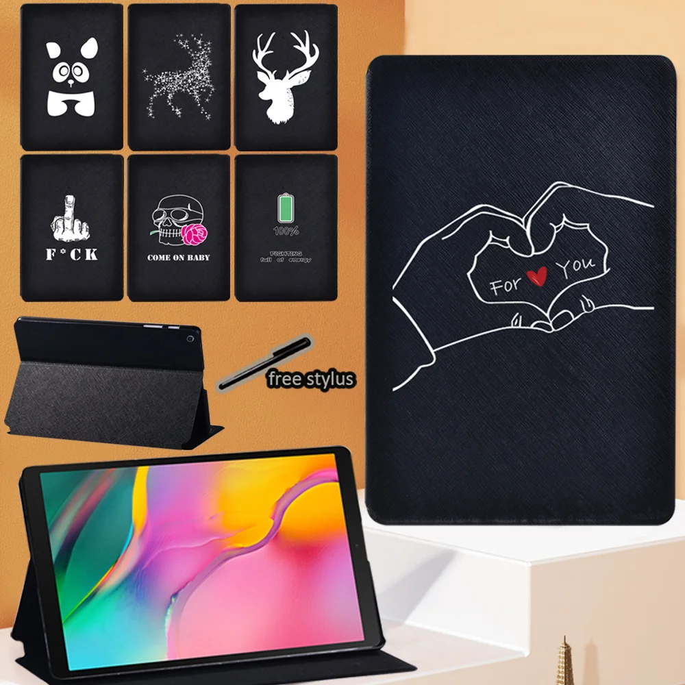 

For Samsung Galaxy Tab A 8.0 Inch SM-T290/SM-T295 (2019) Tablet PU Leather Stand Protective Shell + Free Stylus