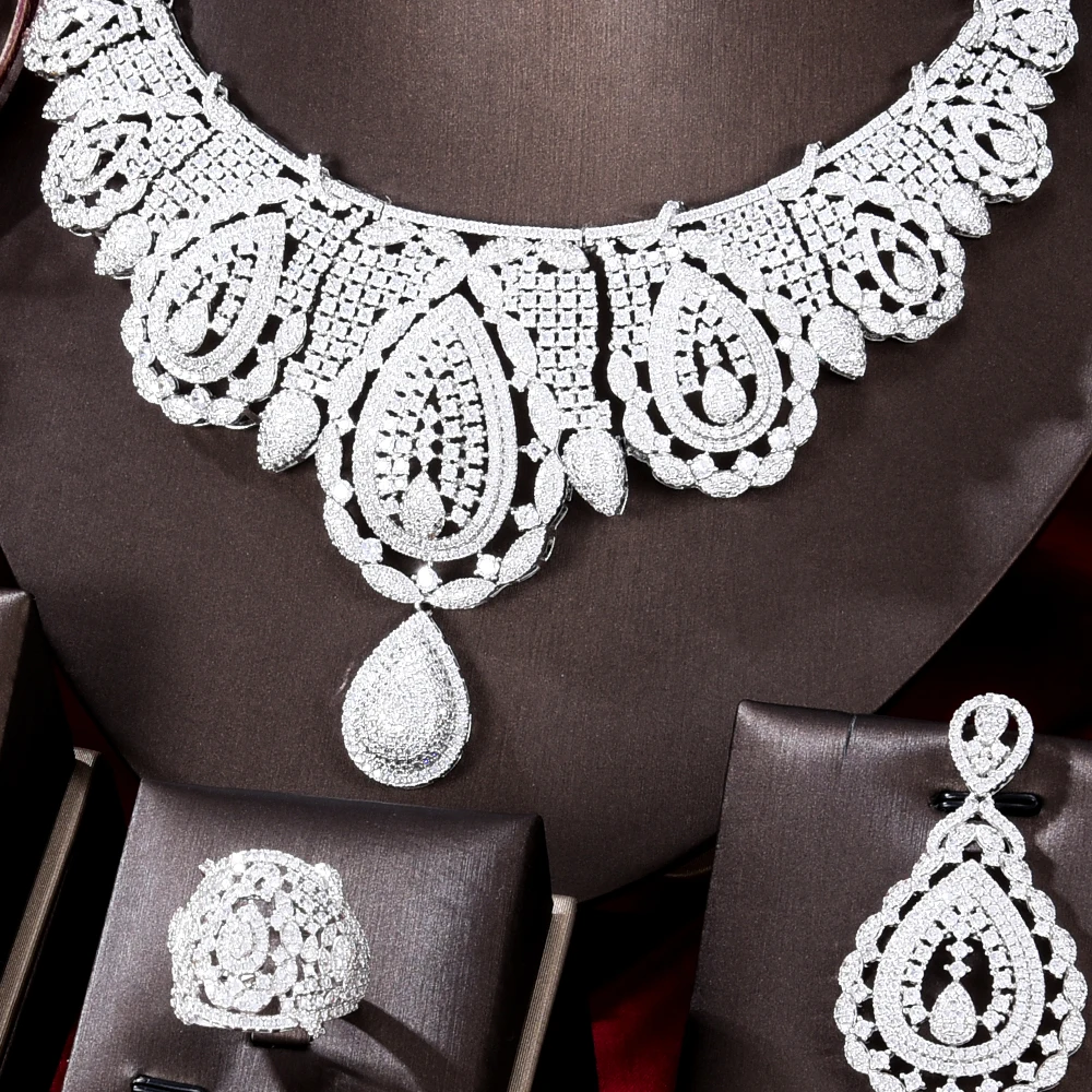 KellyBola Новинка роскошное циркониевое ожерелье кольцо браслет серьги женское