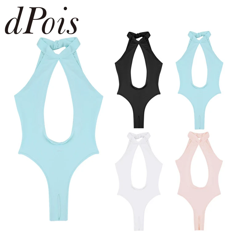 Женское нижнее белье Цельный купальник без рукавов с высоким вырезом на шее