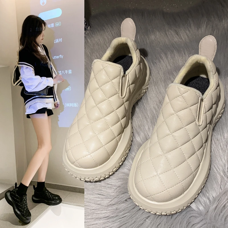 

Sneakers plus velvet big head cotton shoes women's winter warm bread shoes peas shoes sneakers