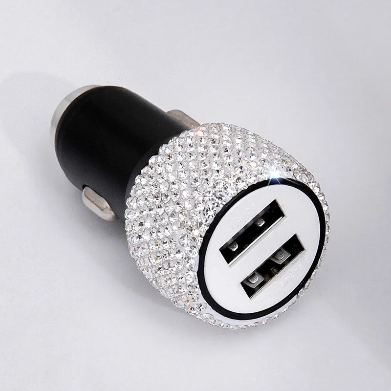 1 шт. Модное Новое двойной зарядное устройство usb автомобильная Зажигалка Bling ручной работы, со стразами хрустальные Автомобильные украшения для быстрой зарядки автомобиля Декор