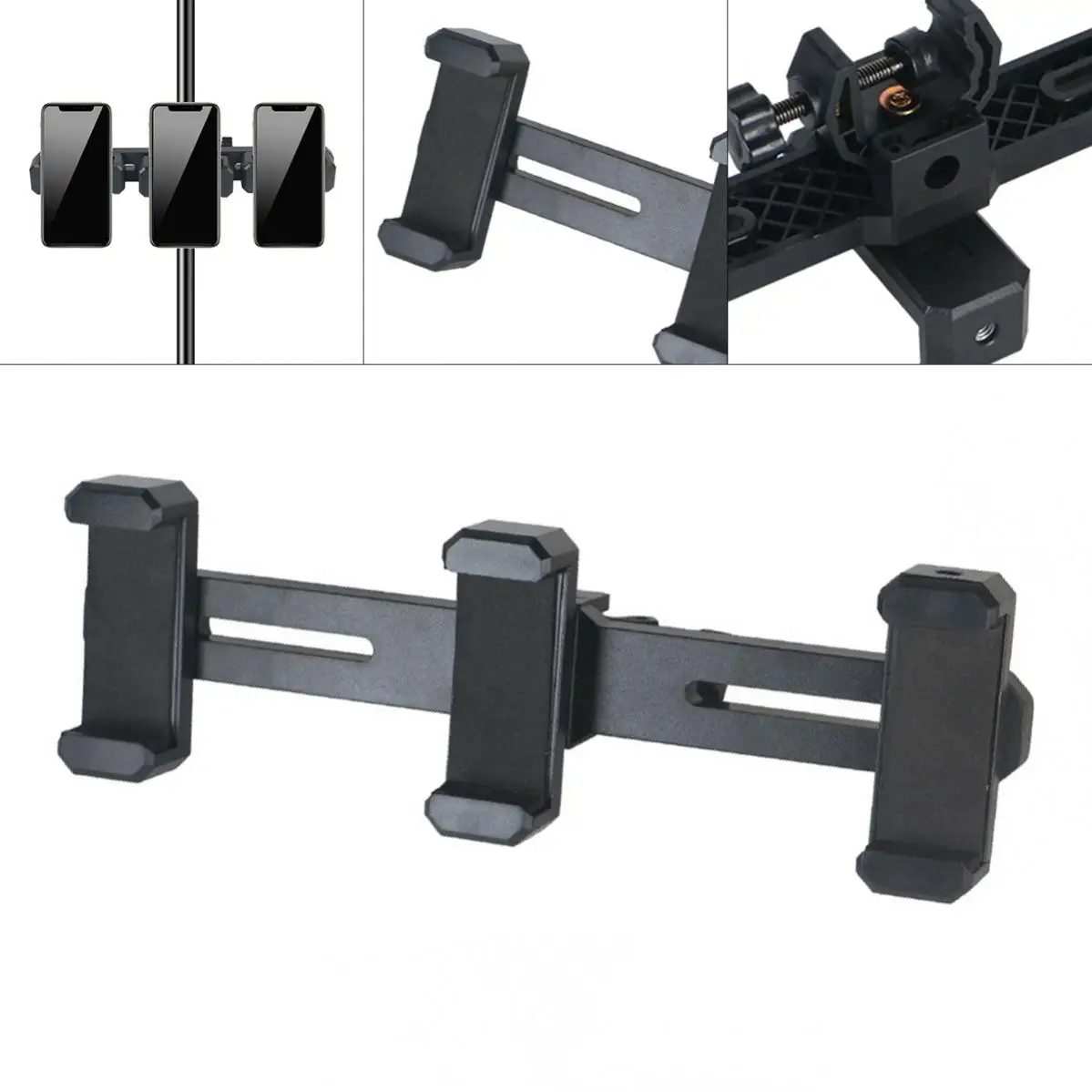 

Three Position Mobile Phone Stand Clip Bracket Holder for Live Tripod Fit for Microphone Tripod with Diameter Less Than 25mm