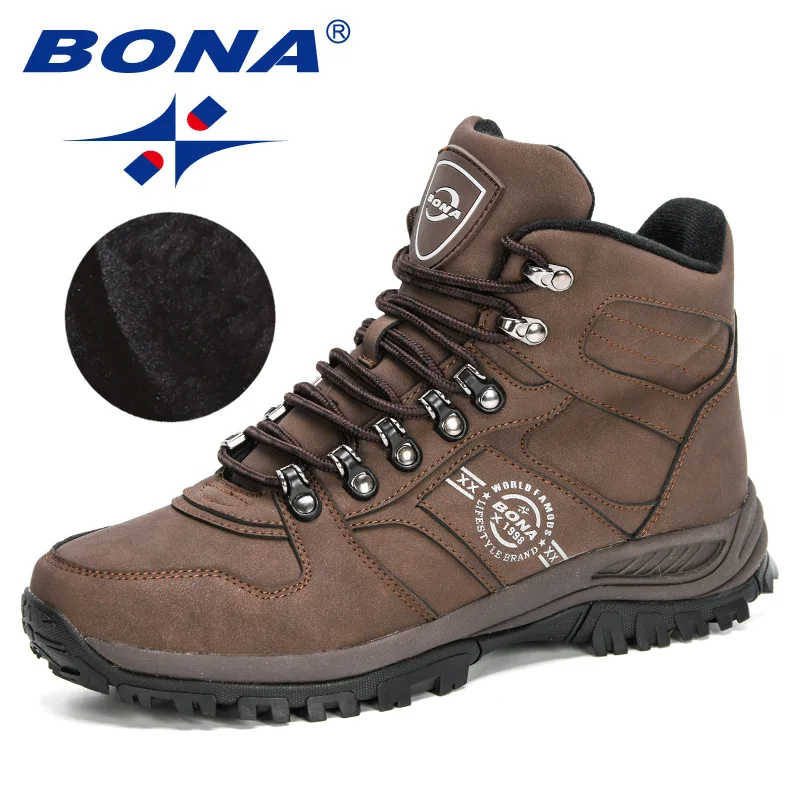 

BONA 2020 New Arrival Winter Men Ankle Boots Leather Tactical Shoes Man Anti-Skidding Classical Walking Footwear Masculino Comfy