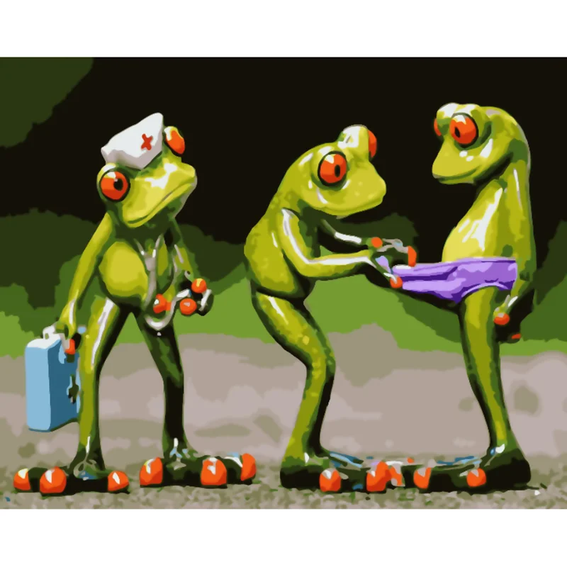

DIY digital oil painting acrylic beautiful frog digital hand-painted oil painting "home decoration mural"