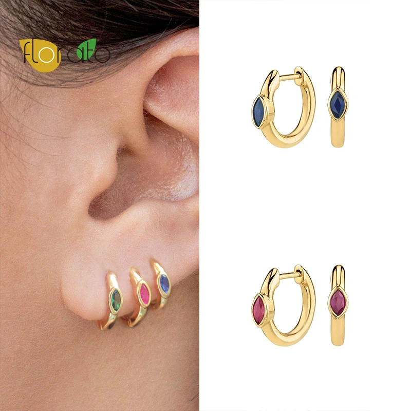 

Korean INS Real 925 Sterling Silver Zircon Hoop Earrings For Women CZ Crystal Round Circle Piercing Fashion Jewelry Pendientes