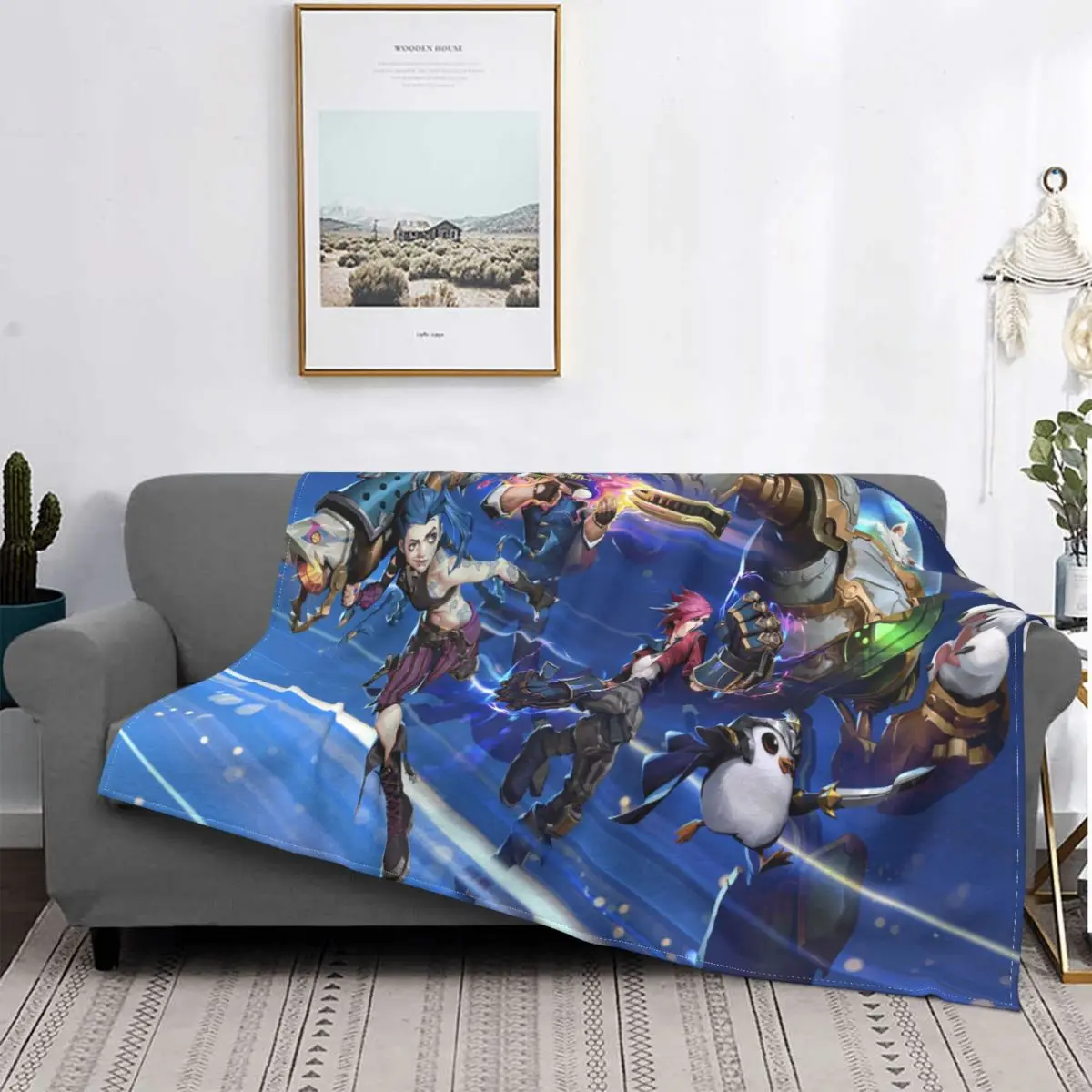 

Одеяло Arcane Jess с анимационными эпизодами, Фланелевое украшение, мультяшное портативное домашнее покрывало