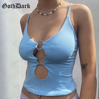 goth dark gothic sexy summer white camis e girl 2000s aesthetic grunge bodycon crop tops backless hollow out fashion streetwear