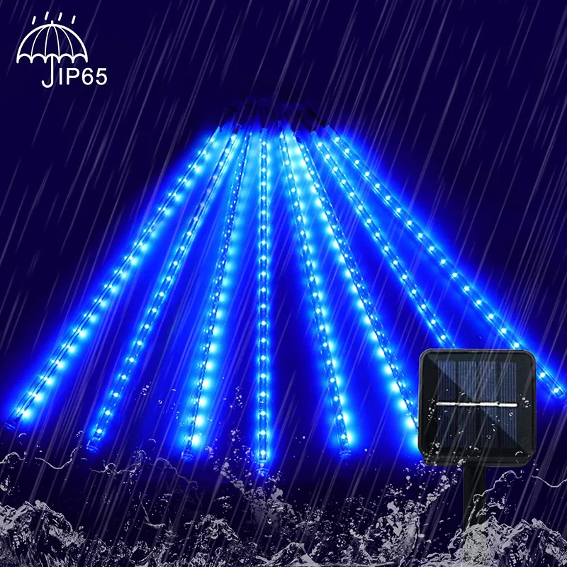 Светодиодный светильник метеоритный дождь на солнечной батарее праздничная
