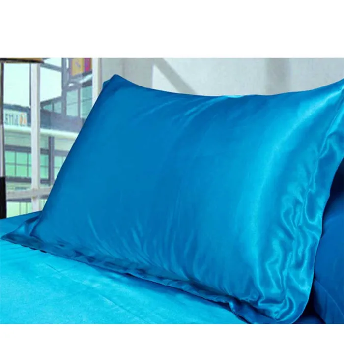 Dark Blue 50*70 см сплошной шелк цвета атласная наволочка мульти Цвет из ткани, имитирующий шелковая подушка queen Стандартный один наволочки Декор для дома - Цвет: Dark Blue