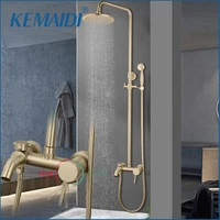 kemaidi brushed gold shower faucet in wall 8 stainless steel rainfall bath shower set swivel bath spout bathroom shower column