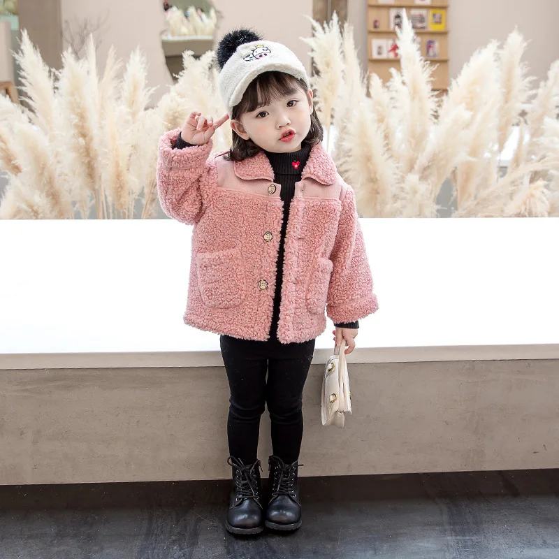 

Baby Girls Winter Jackets Lambs Wool Coats Kids Warm Jackets Fleece Children Outerwear Girls Loose Coats Baby Overcoat