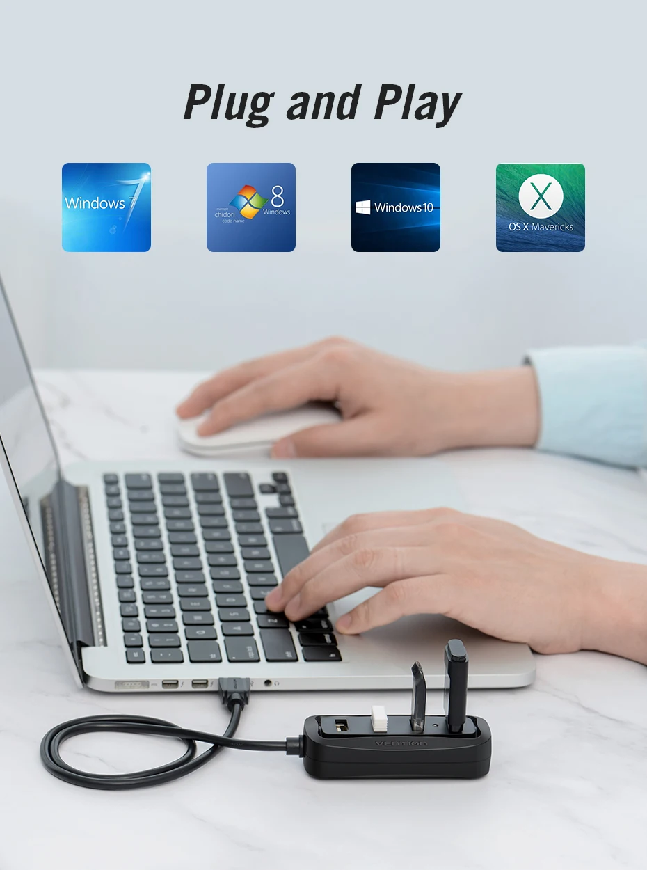 Vention usb-хаб высокоскоростной 4 порта USB 2,0 концентратор разветвитель портативный OTG концентратор USB для Apple Macbook Air ноутбук ПК планшет