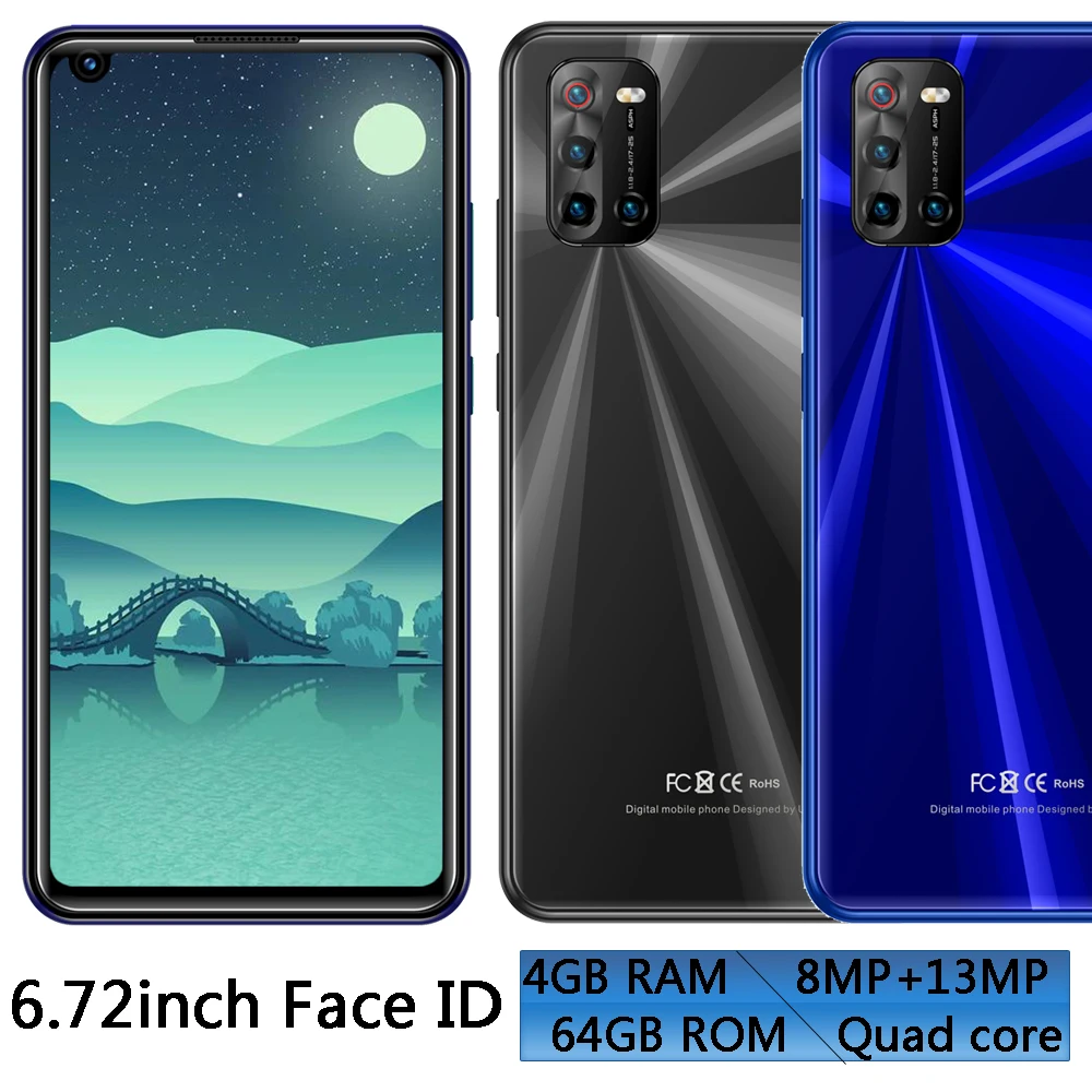 

Front/Back Camera 10i 4G RAM+64G ROM 6.72" Quad Core 8MP+13MP Global Smartphones Face ID Android Mobile Phone Celulares Unlocked