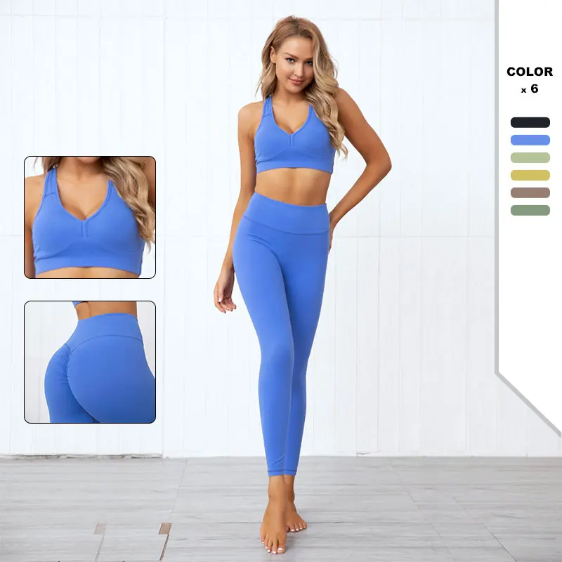 

2021 New Gym Clothing Yoga Set Sportswear Woman seamless Gym Leggings Workout Sports Suit Fitness Crop Top sleeveless Sports Bra