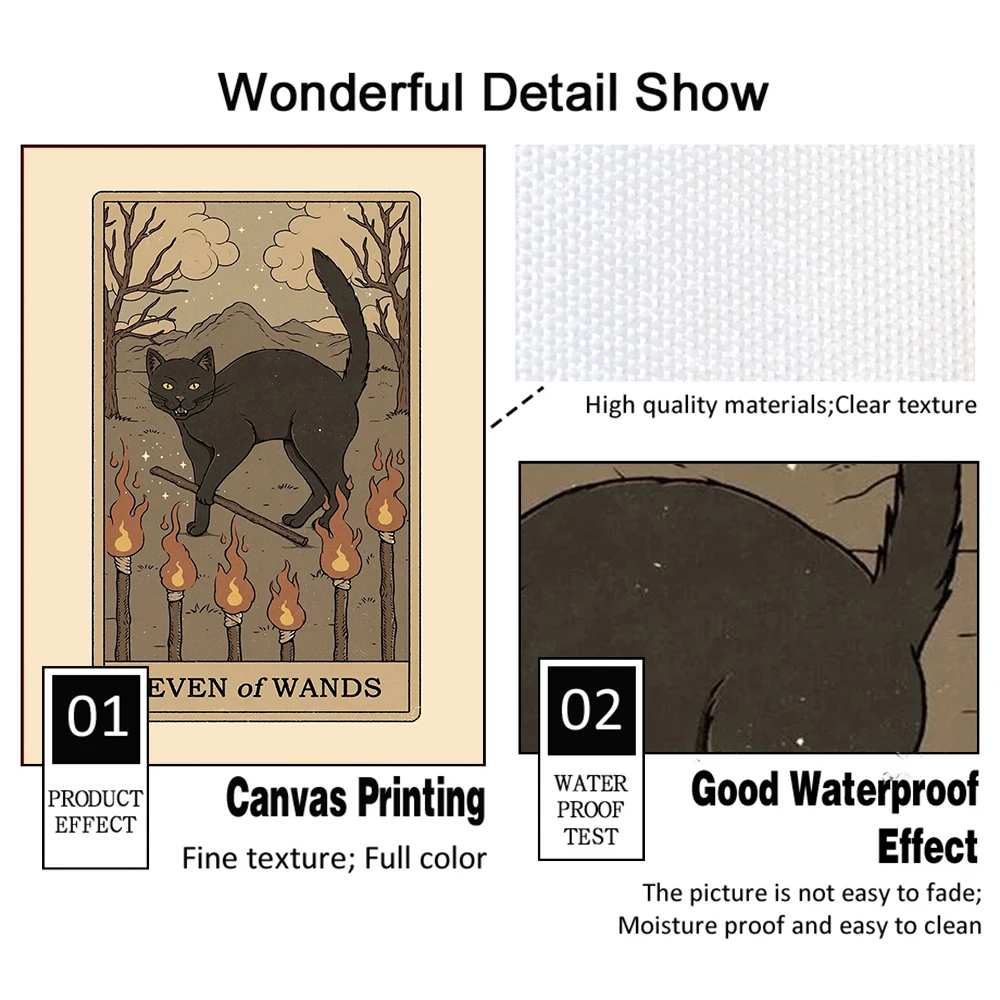 Настенные картины в скандинавском стиле с абстрактным котом и таро забавная