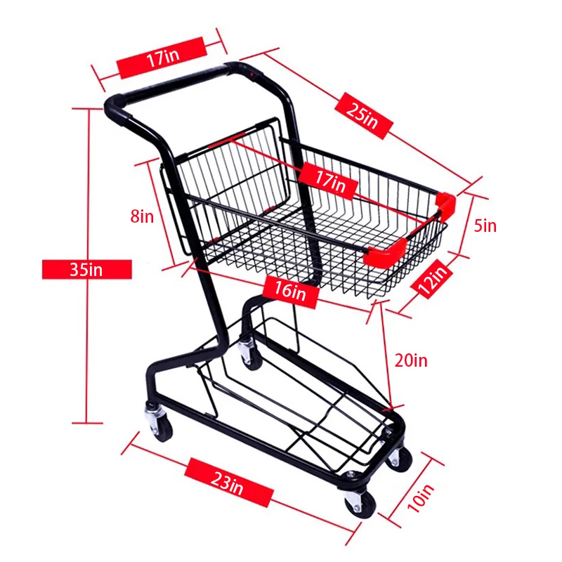 

Double deck shopping cart, with basket, luggage cart, shopping cart
