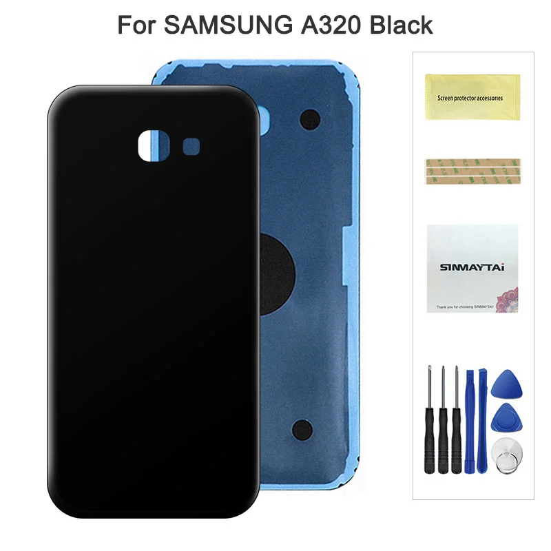 A320 Black Задняя Батарея сзади Стекло чехол для Samsung Galaxy A3 A5 A7 A320 A520 A520F A720 Батарея чехол наклейка для корпуса - Цвет: A320 Black
