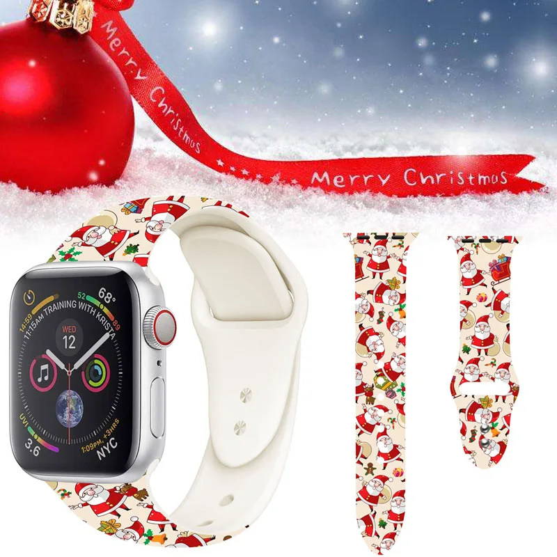 Ремешок с рождественским принтом для Apple Watch серии 5 4 3 2 1 спортивный ремешок 38 мм 40