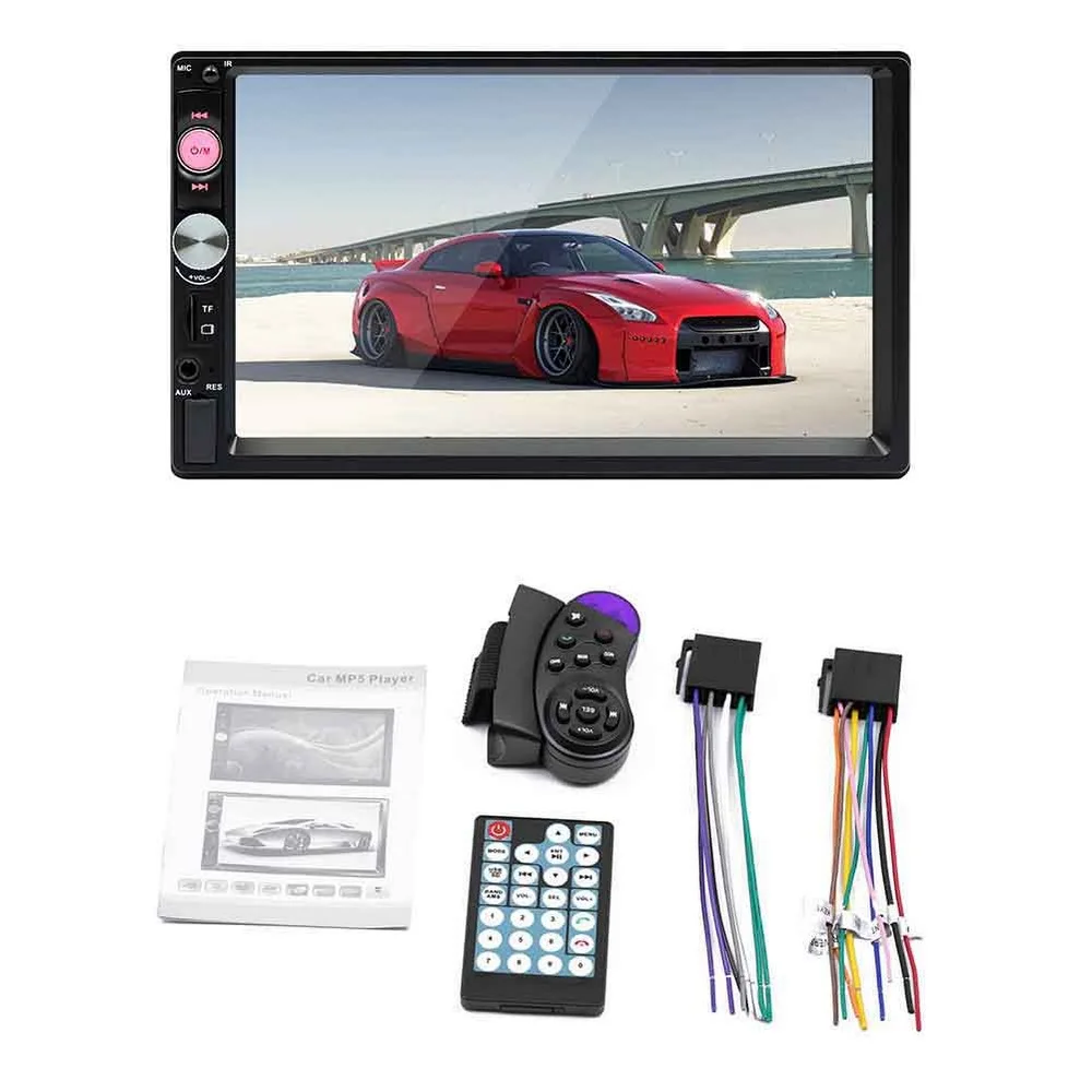 7 inch double spindle car MP4 MP5 player 70237 Bluetooth FM insert card reversing camera radio multimedia | Автомобили и