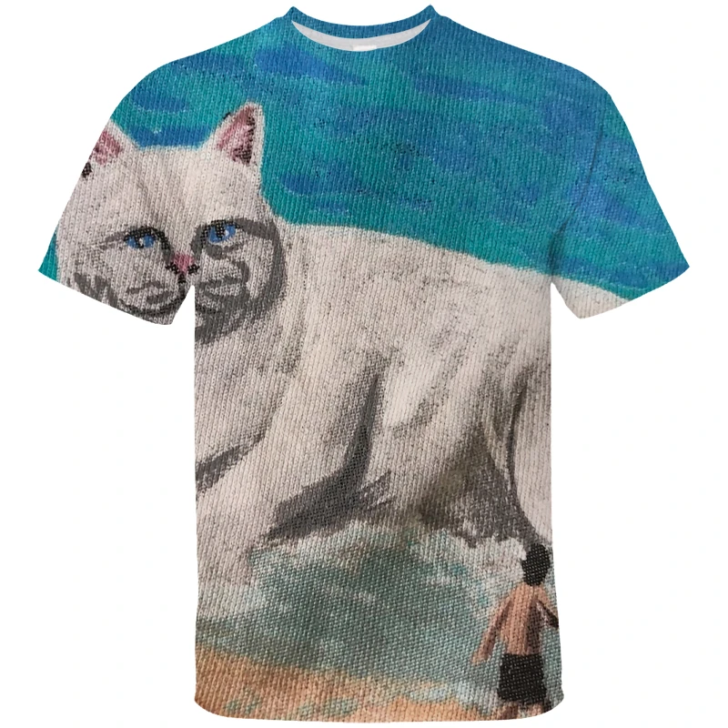 

2021 Fashion New Spoof T-shirt Men/Women 3d Tshirt Print Two Cat Short Sleeve Summer Tops Tees Men's T Shirt Children's T-Shirt