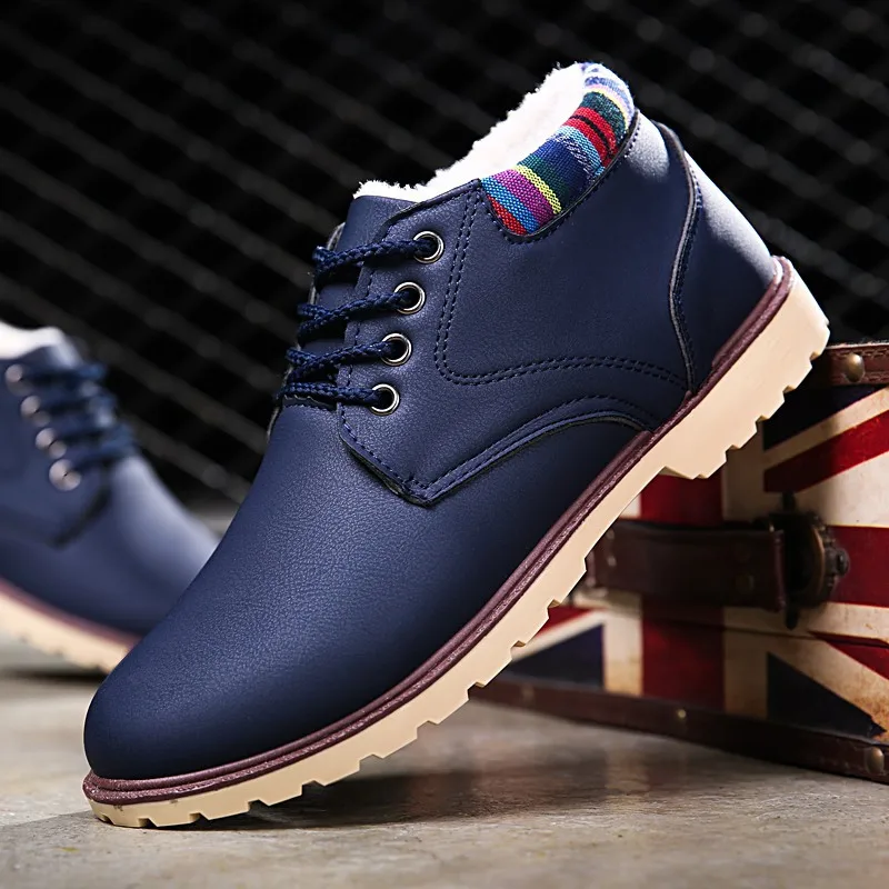 YeddaMavis Brown Men Boots Genuine Leather Lace-up Shoes Vintage British Snow Autumn Winter Casual Ankle | Обувь