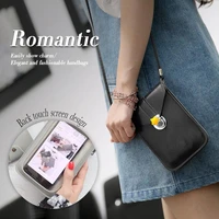 touch screen mobile phone id credit card bag women crossbody shoulder handbag cases for iphone 12 mini 11 pro max huawei p30 p20
