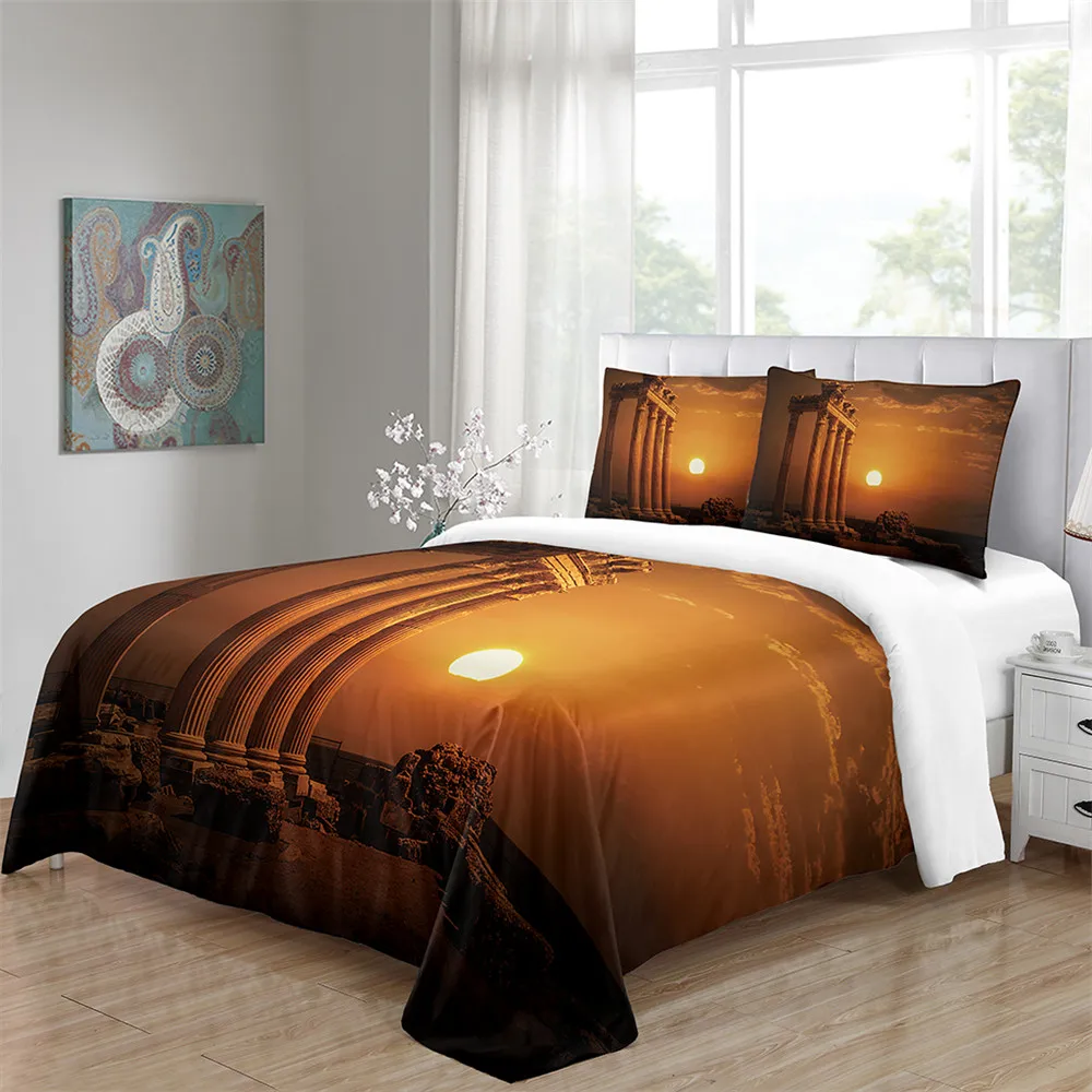 

Nature Bedding Set Autumn Forest Leaf Comforter Cover Morning Scenery Bed Cover Set Trees Landscape Bedspreads