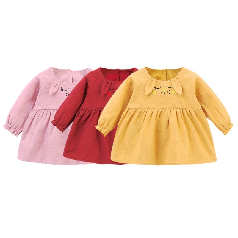

2019 Autumn Newborn infant Baby Long Sleeve Dress Cotton Toddler Dress Party Dresses for Girls Fashion Baby Girl Clothes