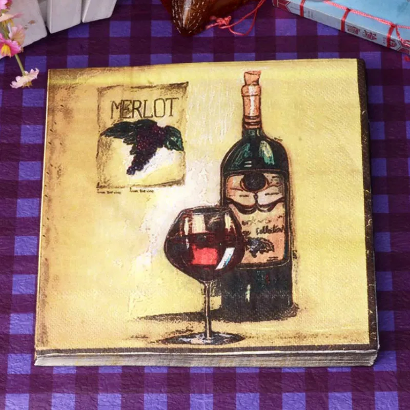 2020 Новые 20 шт красное вино бумажная салфетка винтажные Декупажные матрацы для