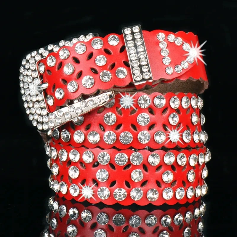 

Leather belts couples wide crystal diamond belt boy girls shiny rhinestone belts designer waistband women