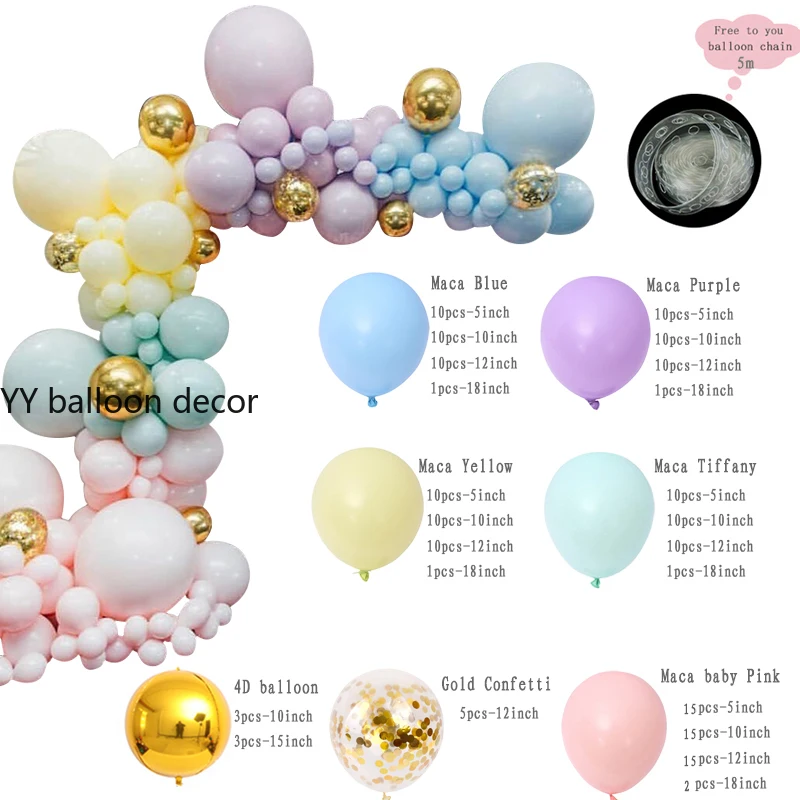 182 шт арочный Комплект Макарон Шар АРКА гирлянда розовый синий фиолетовый желтый