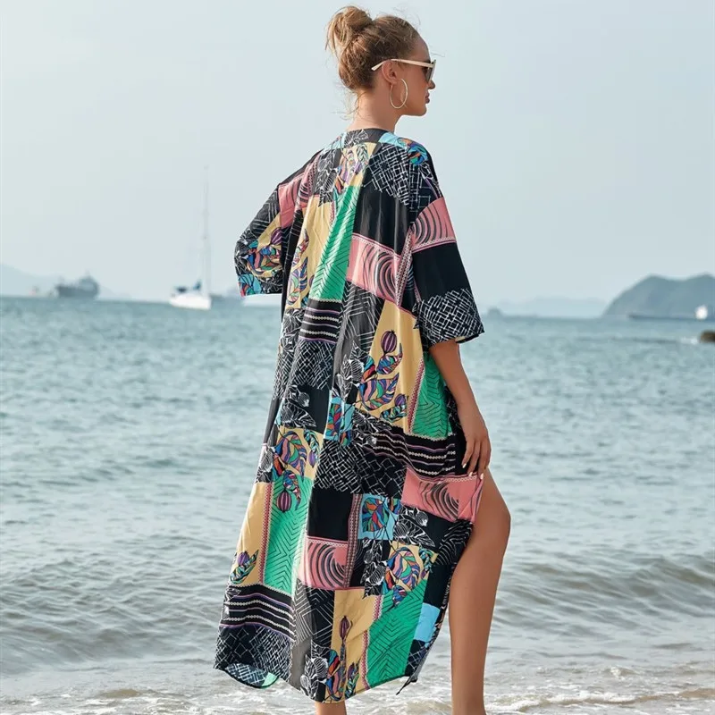 Женская ажурная блузка-жилет однотонная пляжная Блузка-накидка из полиэстера в