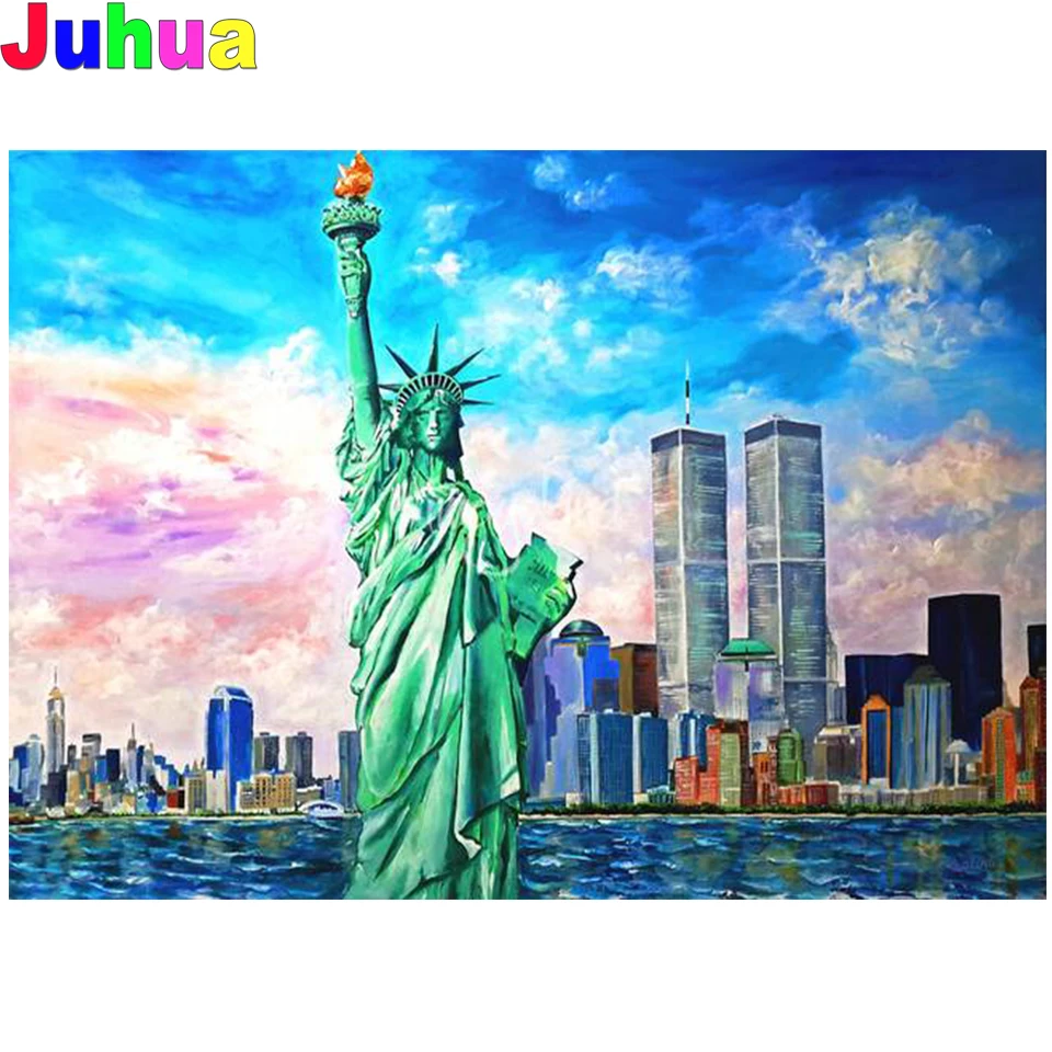 

Картина с изображением статуи Свободы 5D, алмазная живопись своими руками, торговый центр мира Нью-Йорка, полноразмерная Алмазная вышивка, м...