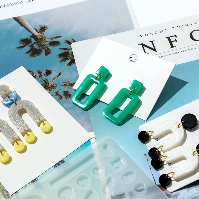 

Crystal Epoxy Resin Mold Ear Studs Earrings Pendant Casting Silicone Mould DIY Crafts Jewelry Making Tools