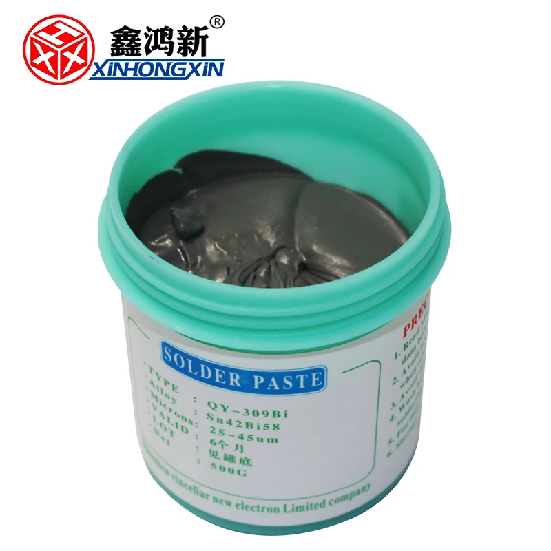 XHX QY-309Bi низкотемпературная SMT Бессвинцовая паяльная паста 500g Sn42Bi58 | Инструменты