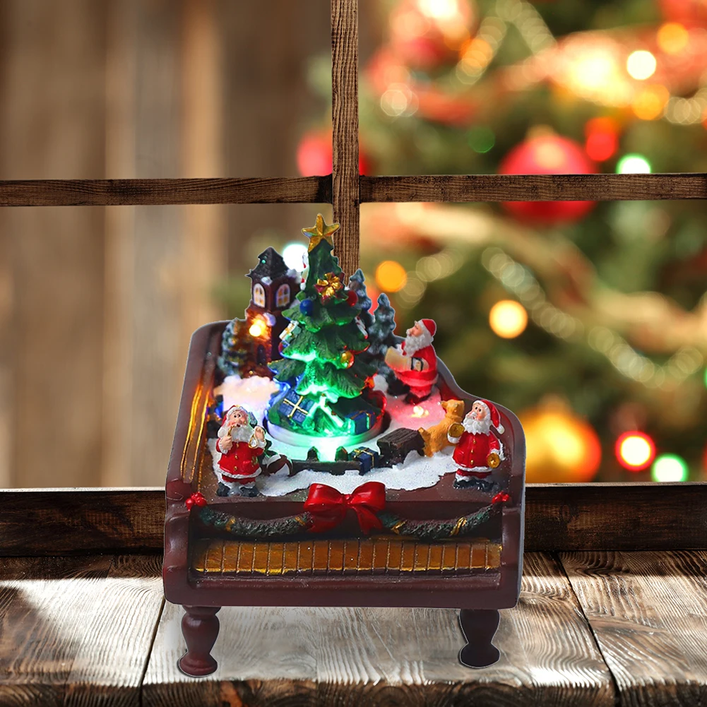 

Светящаяся деревня Санта Клауса со светодиодный светильник кой, музыкальное пианино, праздничное новогоднее декоративное украшение, товар...