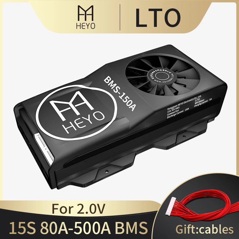 

36V Lto cell bms 15s with balance 80A 100A charger protection LTO HEYOBMS PCM PCB high current with fan