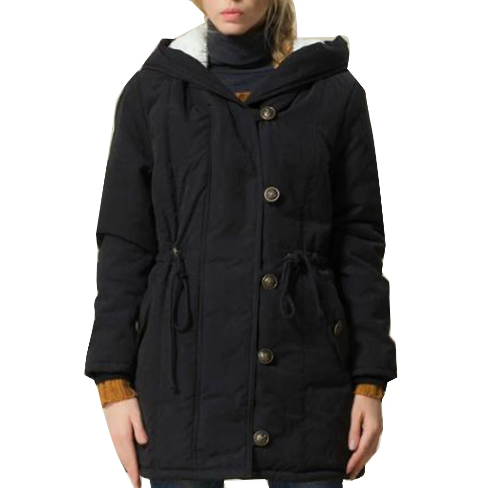 Женское длинное пальто с капюшоном однотонная парка оверсайз средней длины