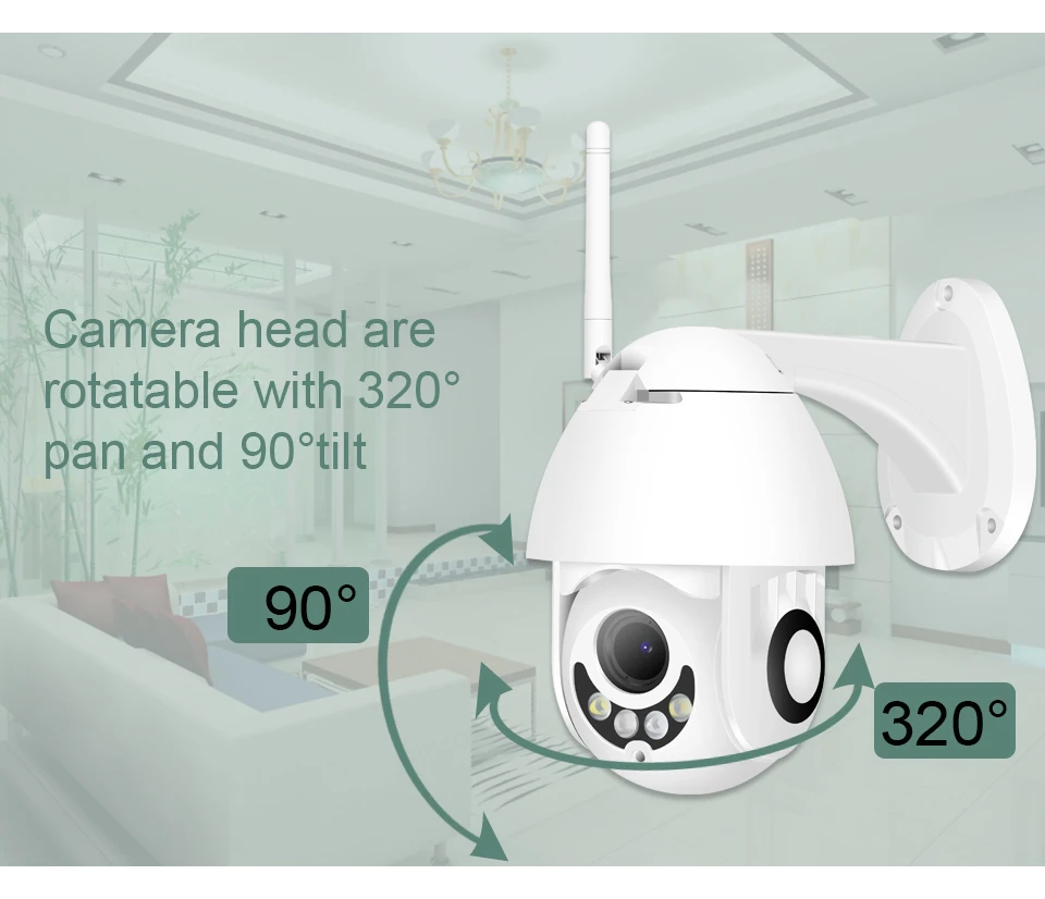 Ip-камера 1080P Беспроводная HD 2MP PTZ WiFi скоростная купольная камера безопасности