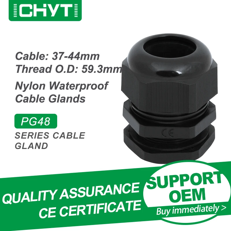 

Free Shipping CHYT PG48 PG63 M Series 1piece White Black Nylon Plastic Connector IP68 Waterproof Cable Gland