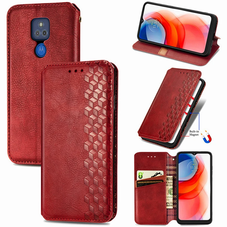 

Flip Wallet Leather Case For Motorola G Play 2021 Luxury Retro Card Book Case Moto G Play Stand Cover for Moto G Play Fundas